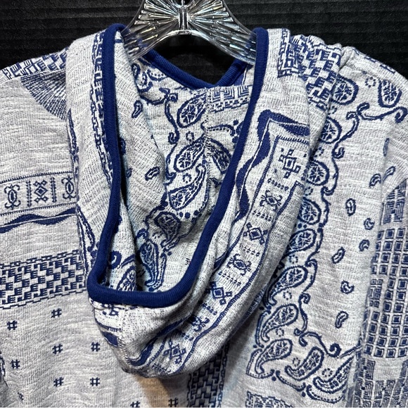 Zara Man Navy Gray Hoodie Sweater Size S Boho - Picture 4 of 7